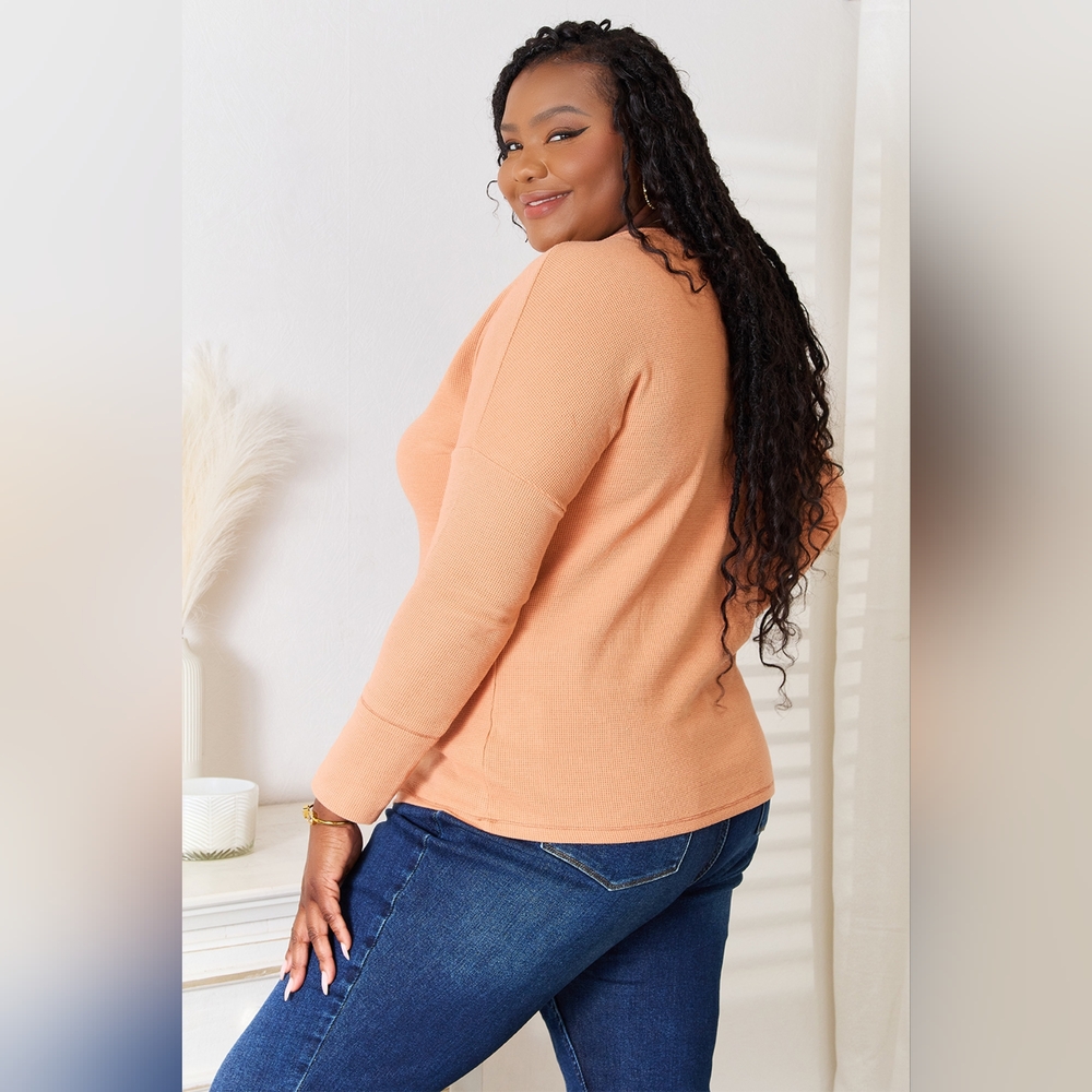 Basic Bae Half Button Long Sleeve Top - Picture 3 of 11